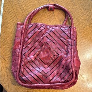 Elegant Red Leather Tote Bag